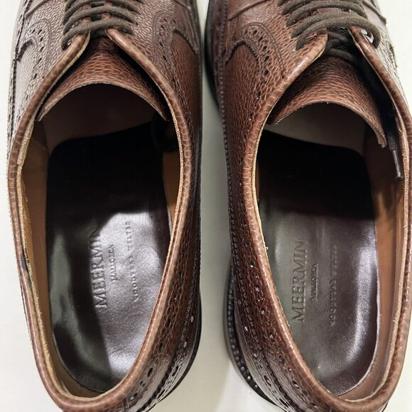 Meermin Wingtip Brogue Brown Scotchgrain Leather Mens Shoe 8.5 main image 8